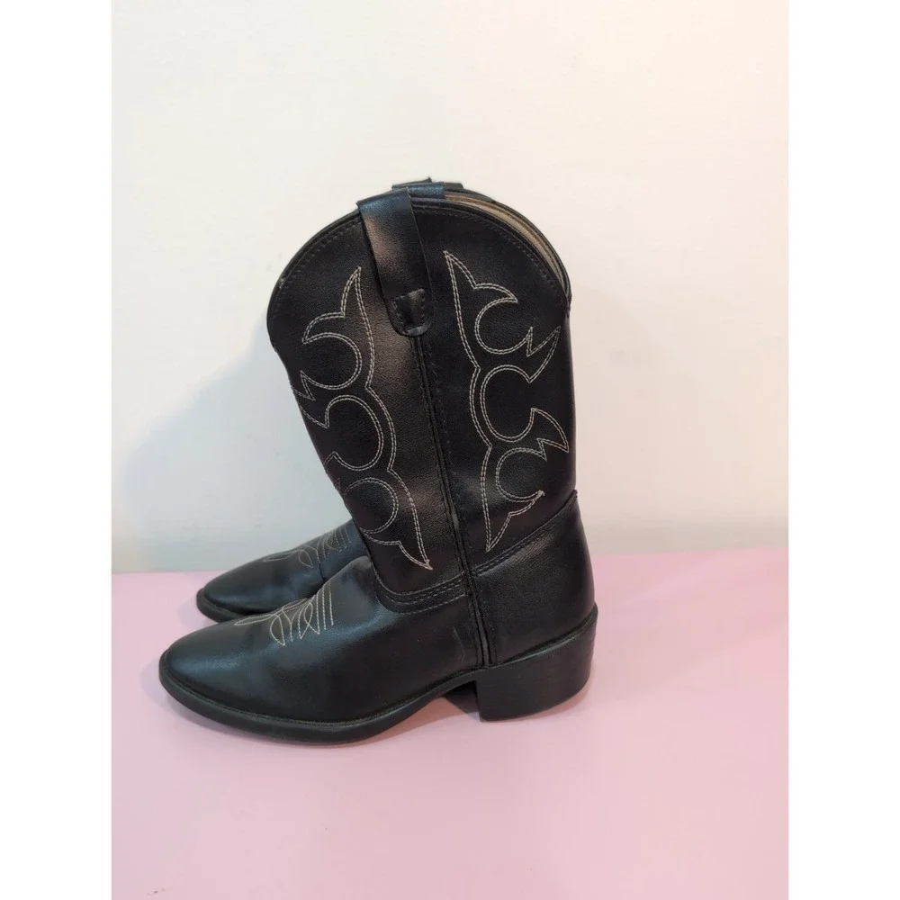Boys Black Western Cowboy‎ Boots Size 1